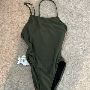 Jolyn NWT Devon one piece swim suit army olive green 32